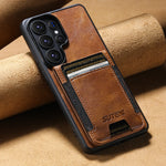 Samsung Galaxy S26 Ultra Leather Wallet Case with Vertical Card Slots