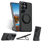 Premium Carbon Fiber Style Magnetic Leather Case for Samsung Galaxy S26 Ultra