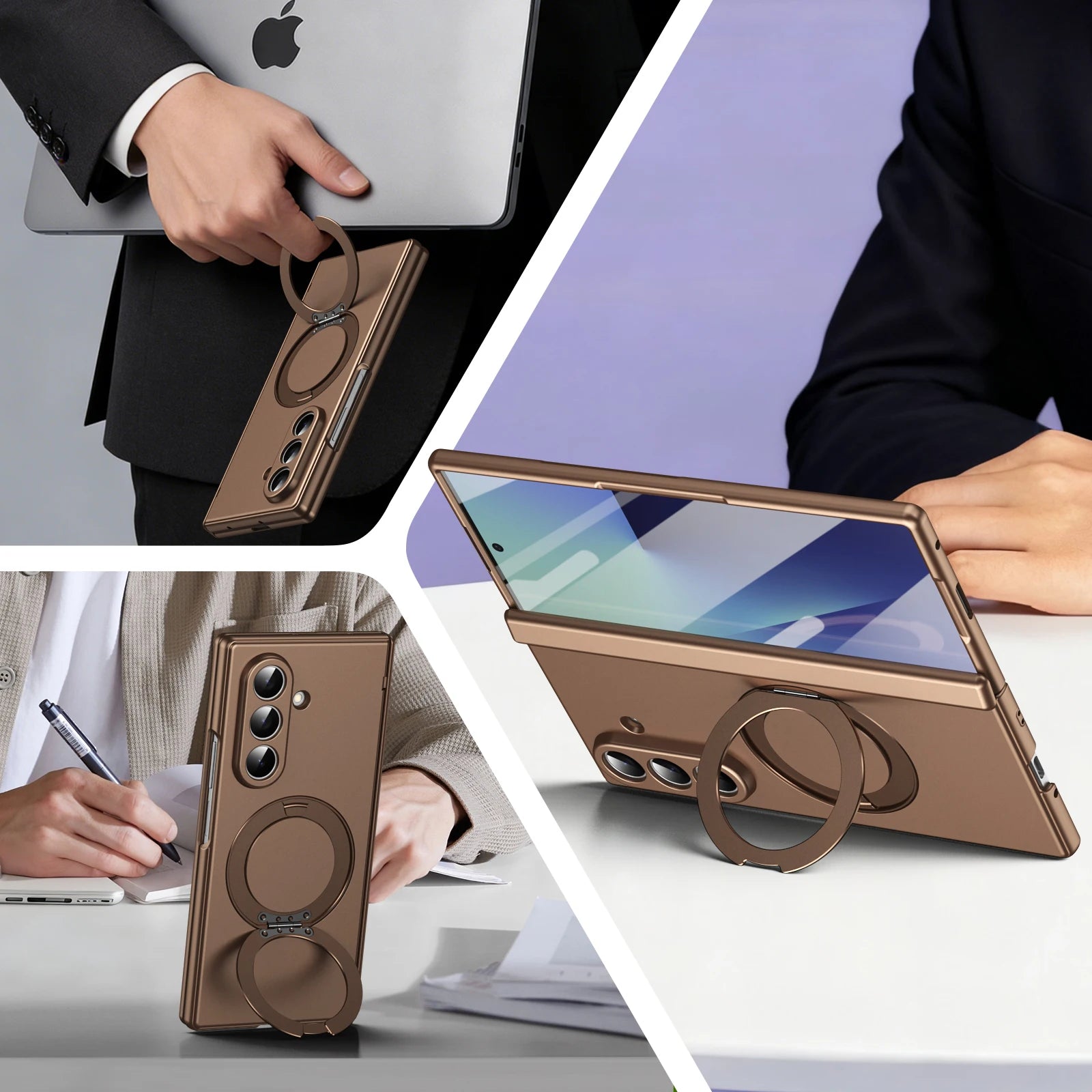Samsung Galaxy Z Fold 7 Protective Case With 360 Degree Rotating Ring Holder