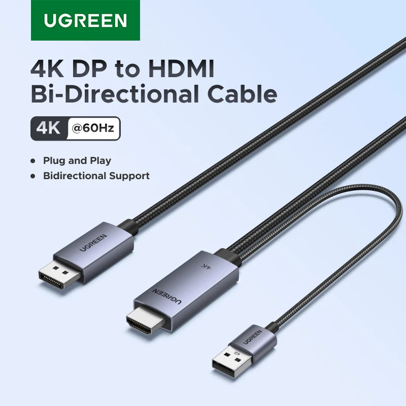UGREEN DisplayPort to HDMI Bidirectional Cable Adapter