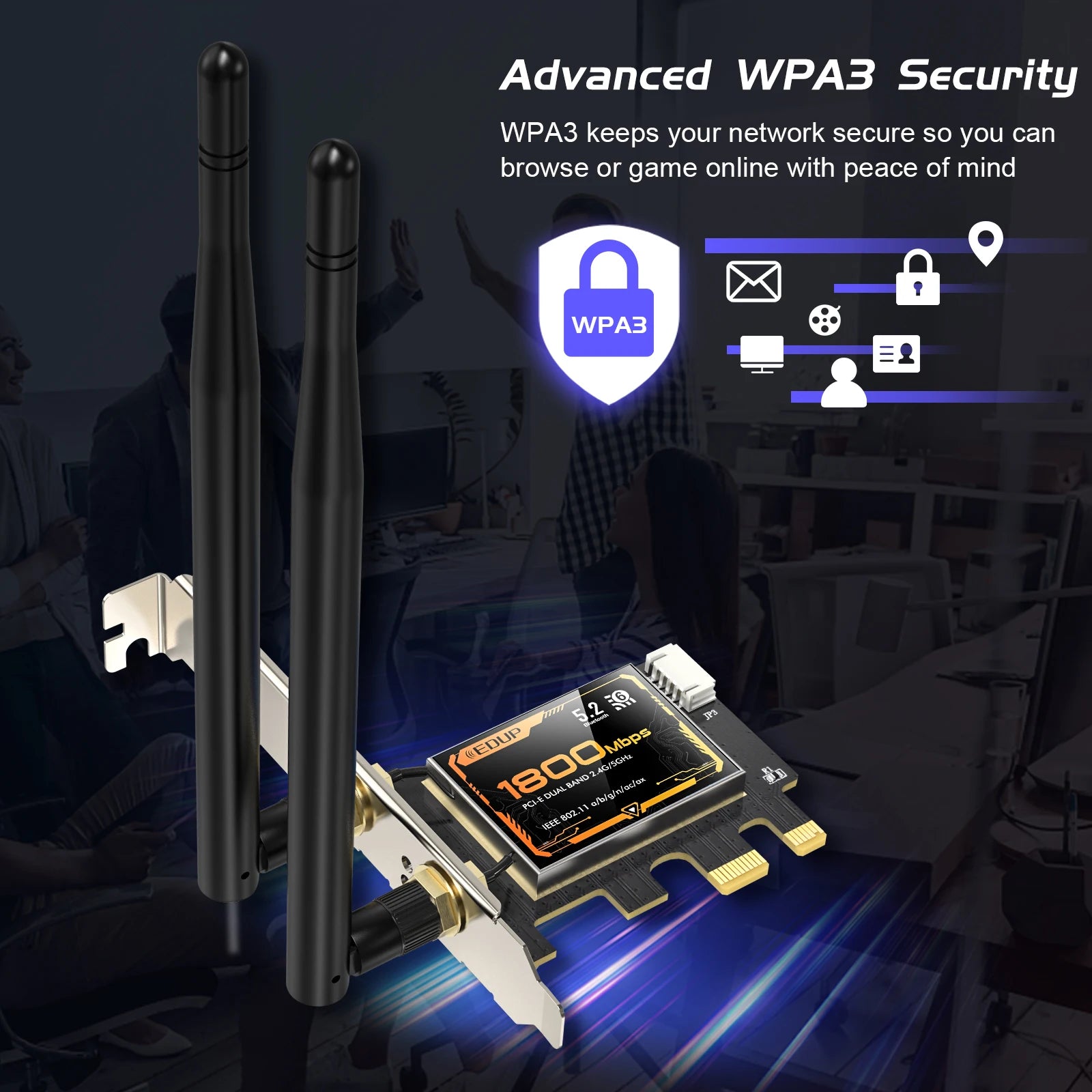 EDUP AX1800 WiFi 6 & Bluetooth 5.2 PCI-E Wireless Adapter