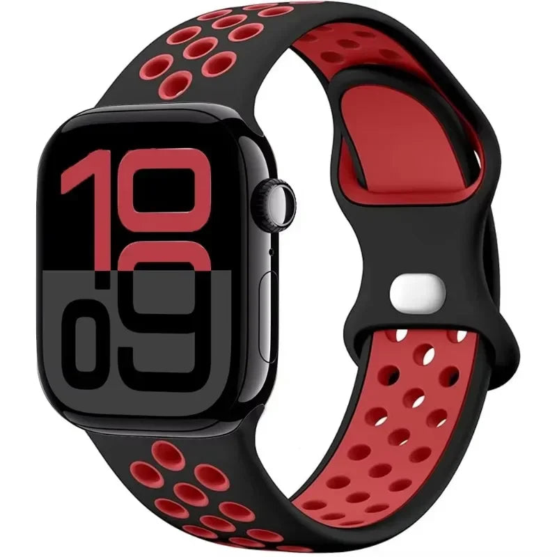 Breathable Silicone Band with Perforated Ventilation for Apple Watch