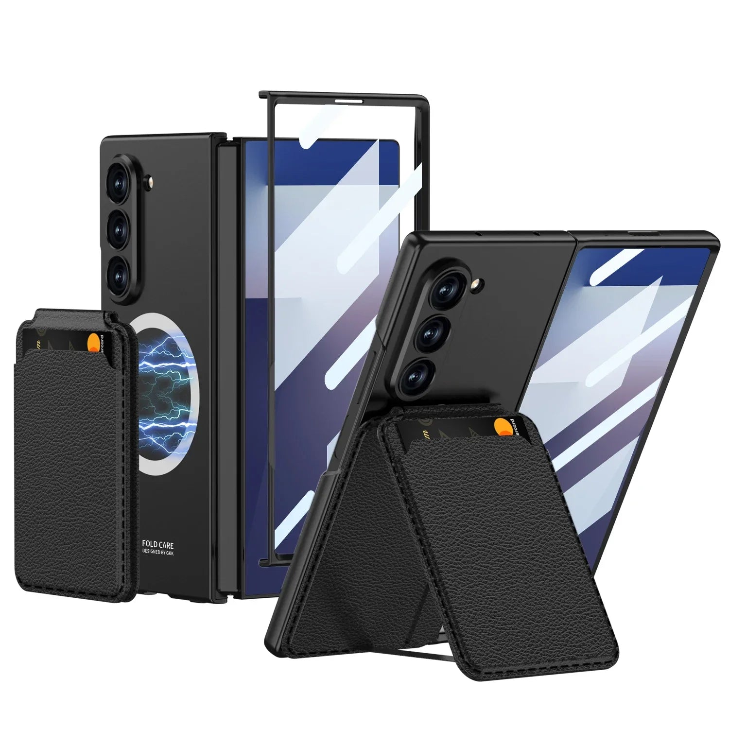 Samsung Galaxy Z Fold7 Magnetic Phone Case with Detachable Card Holder & Tempered Glass