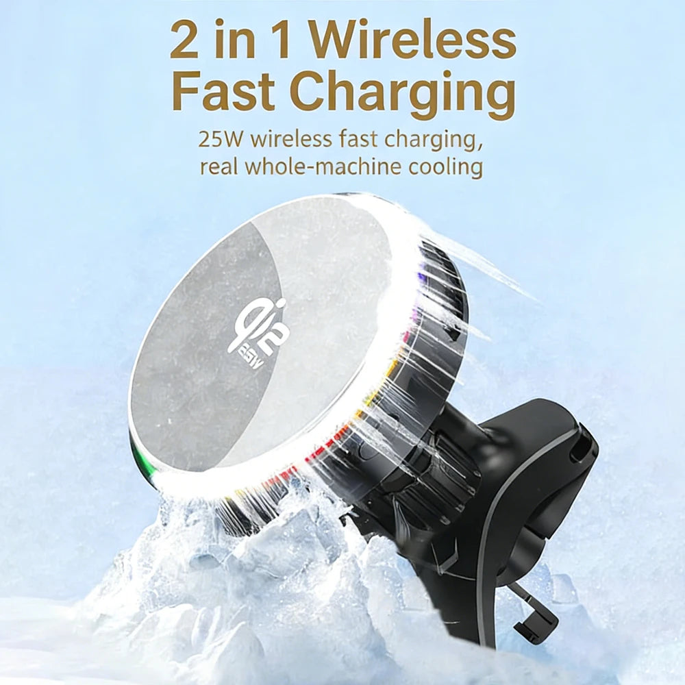 ACEFAST 25W Qi2 Car Charger with Magnetic Holder and RGB Light