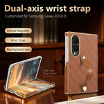 Luxury Business Velvet Leather Case with Wrist Strap for Samsung Galaxy Z Fold 8