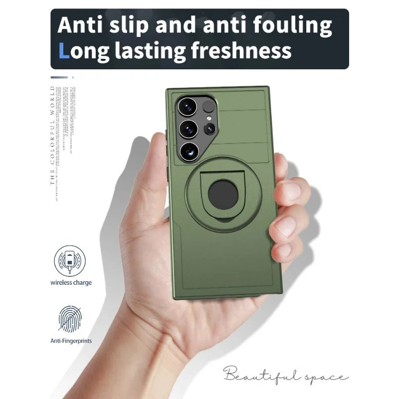 Shockproof Armor Phone Magnetic Case with Ring Kickstand for Galaxy S25 Series