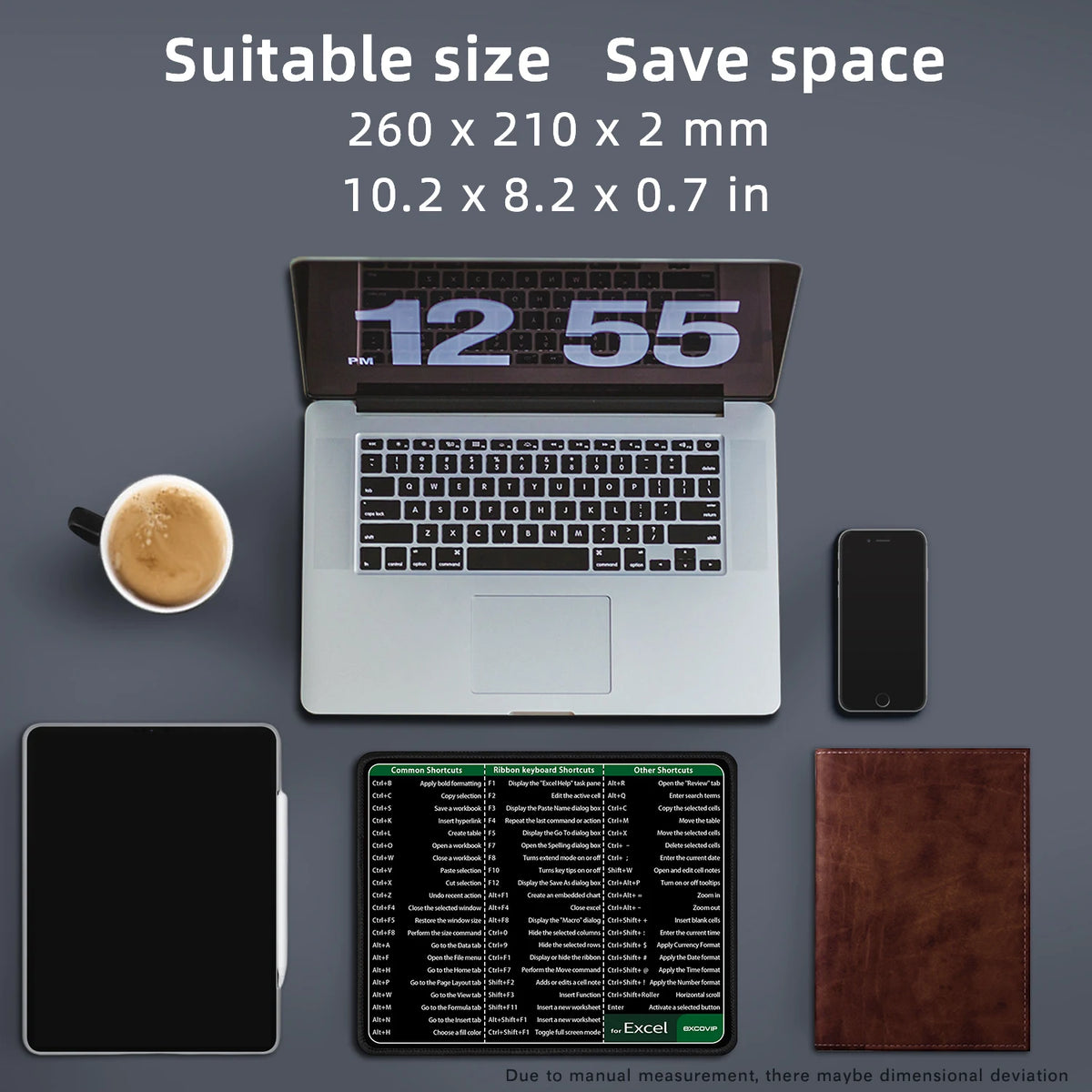 Excel Shortcuts Reference Mouse Pad With Stitched Edge