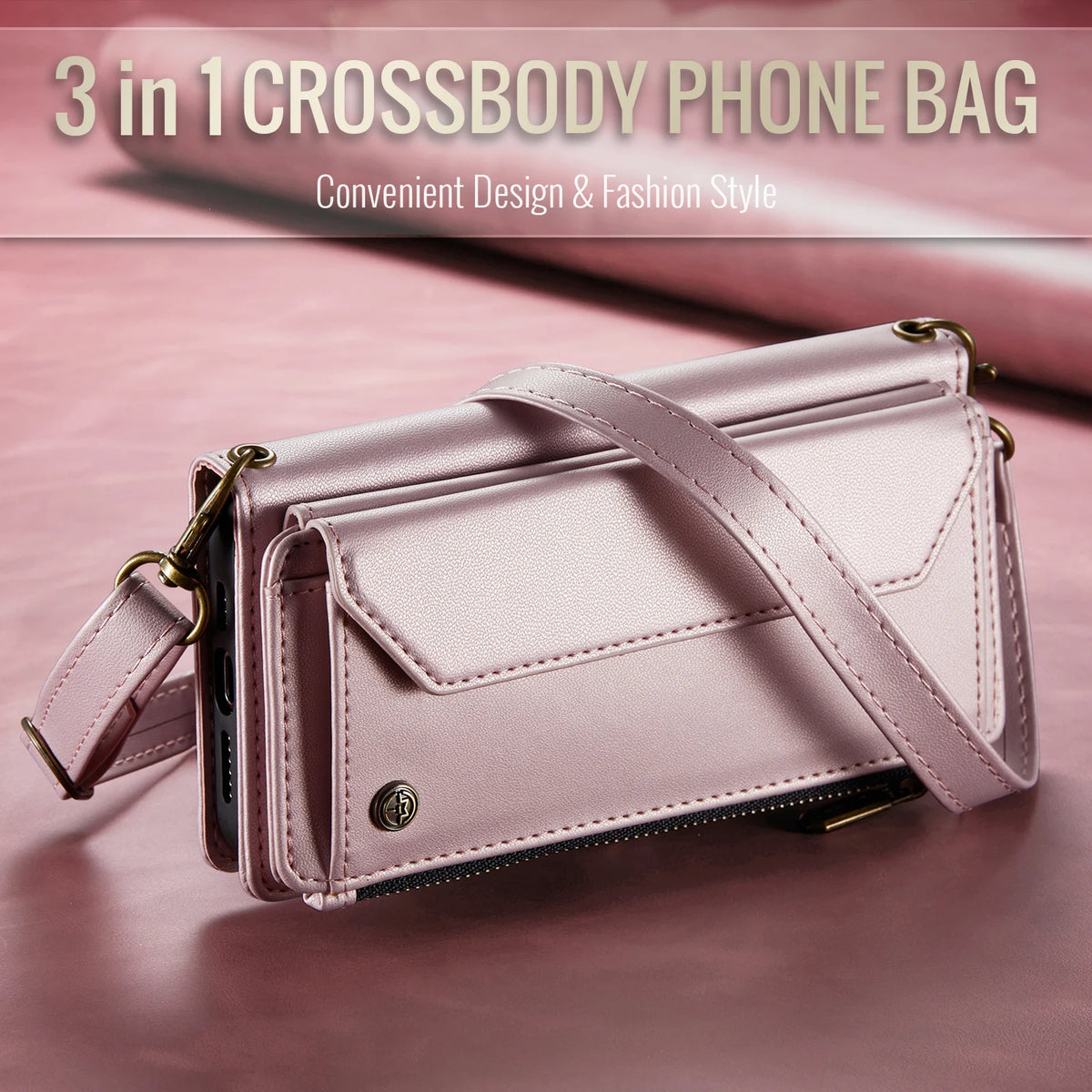 Leather Crossbody Wallet Case with Removable Shoulder Strap for iPhone 18 Series