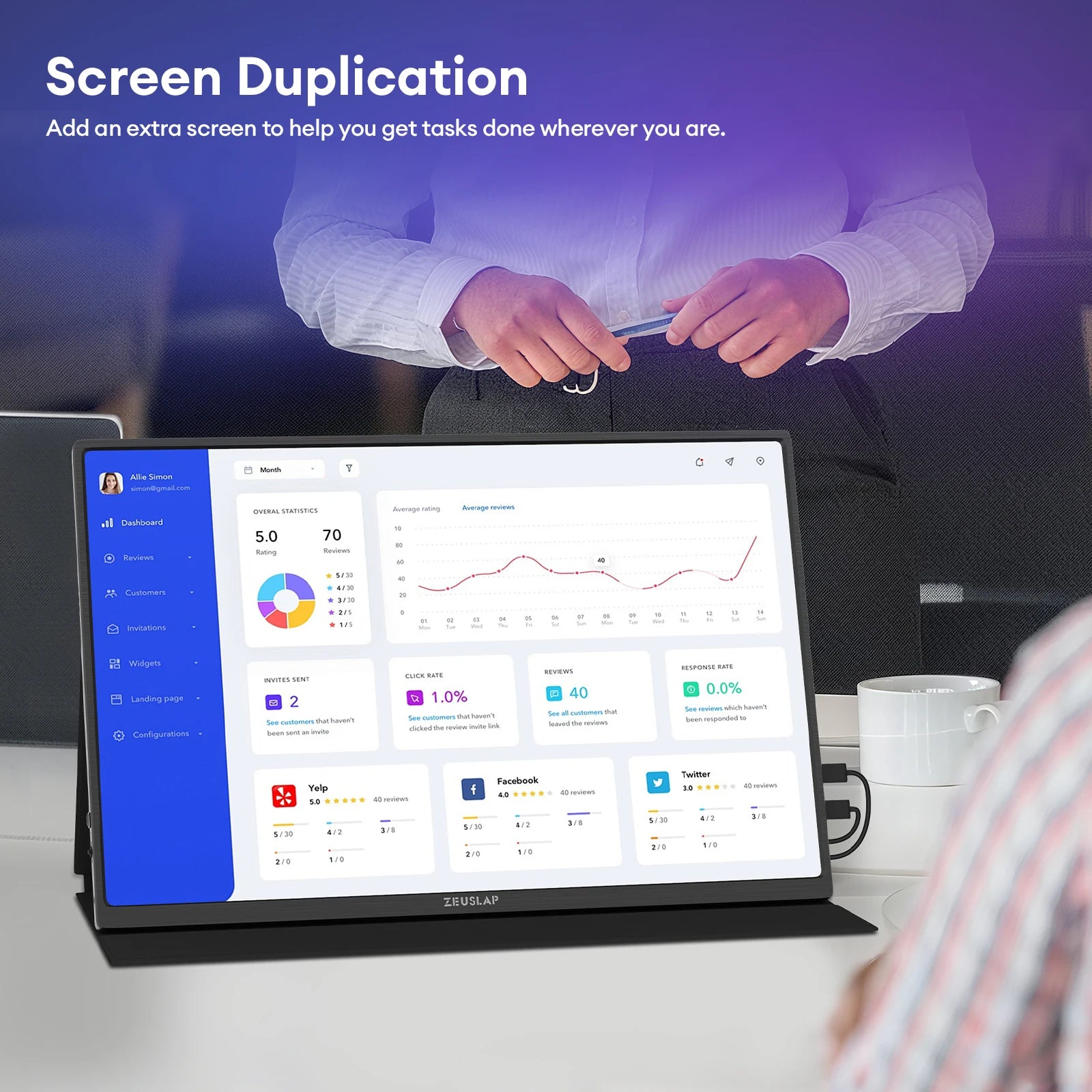 ZEUSLAP 16" 2.5K QHD Portable Gaming Monitor