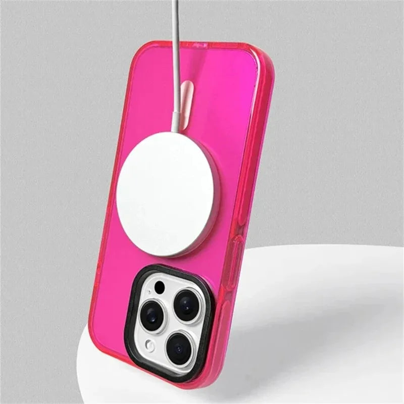 Neon Color Clear Bumper MagSafe Case for iPhone 15 Series