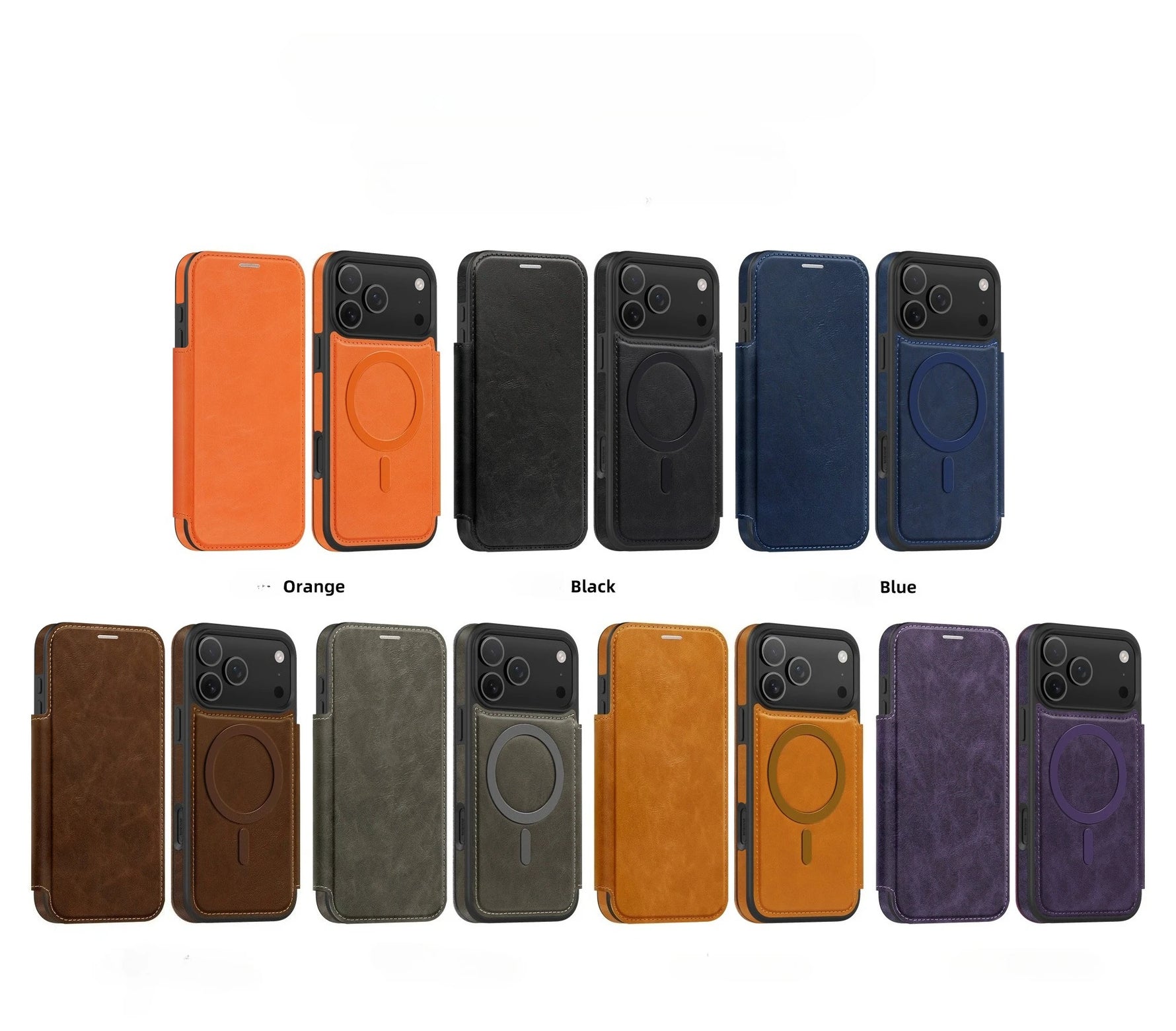 Stylish Flip Leather MagSafe Case for iPhone 17 Series