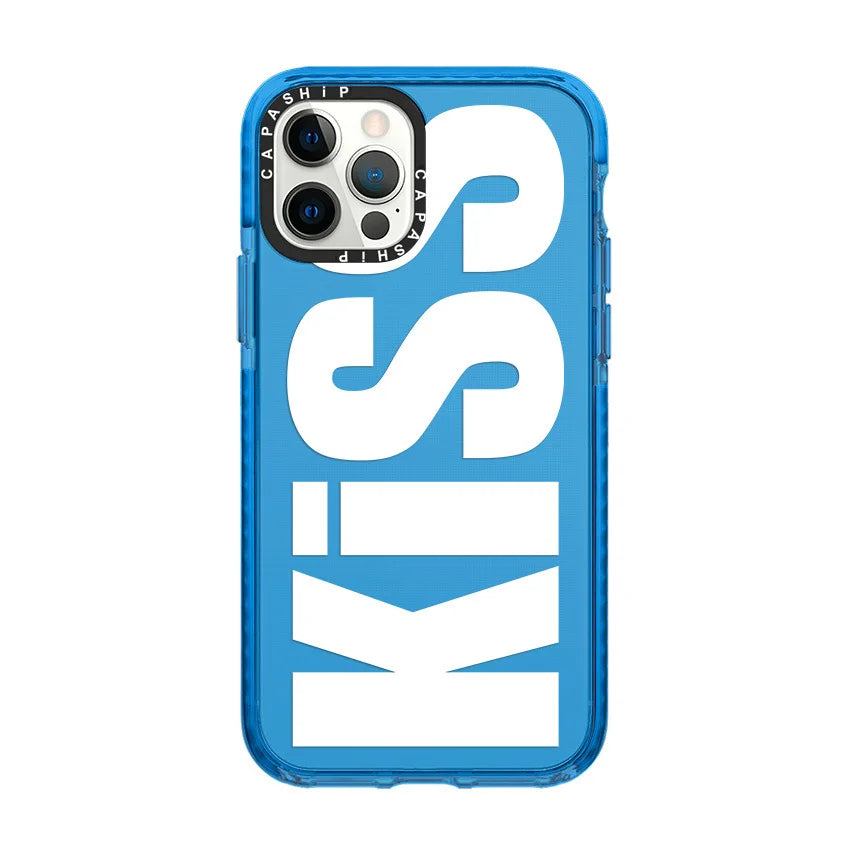 Fashionable Letters “Kiss” Phone Case for iPhone 16 Series