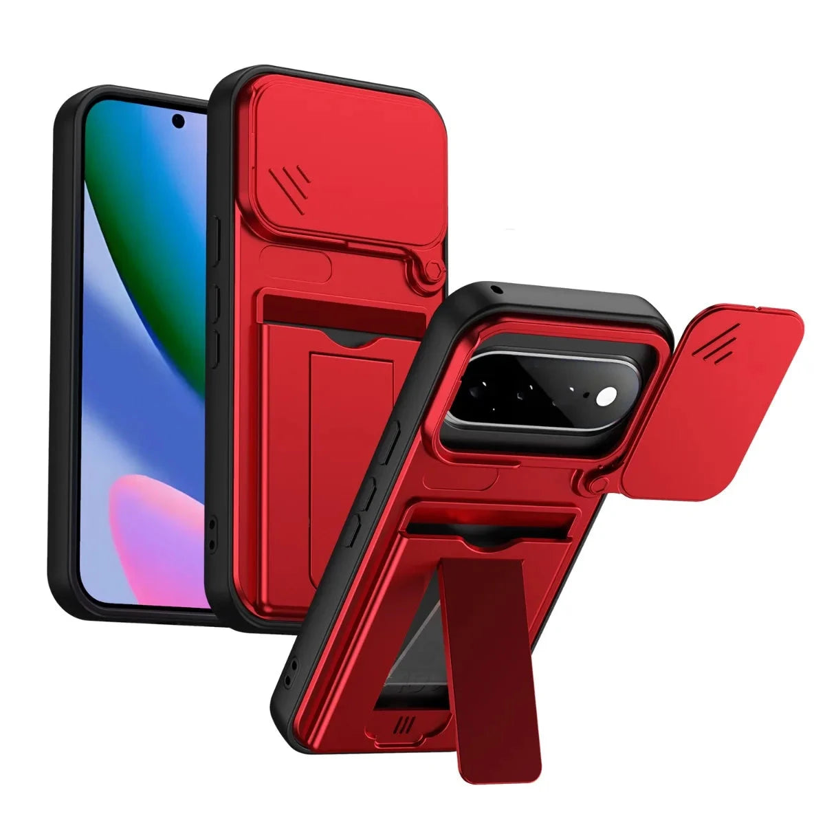 Matte Sliding Lens Protection Case with Fold-Out Kickstand for Google Pixel 11 Series