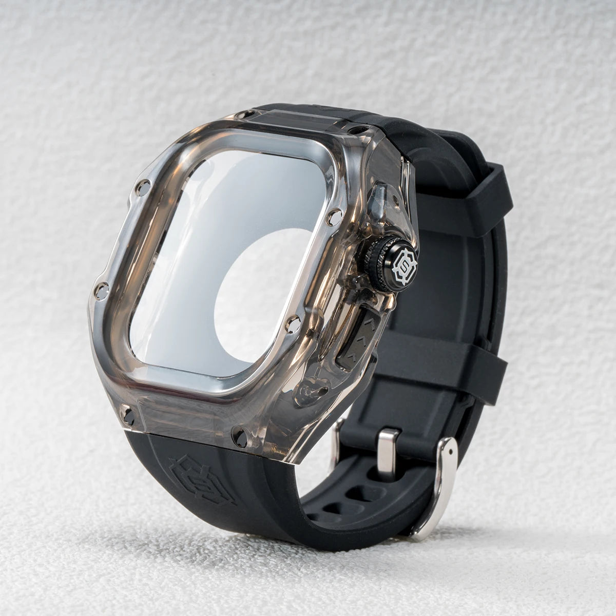 Luxury Transparent Protective Case with Silicone Strap for Apple Watch Ultra