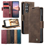 Samsung Galaxy Z Fold 7 Shockproof Retro Leather Wallet Case
