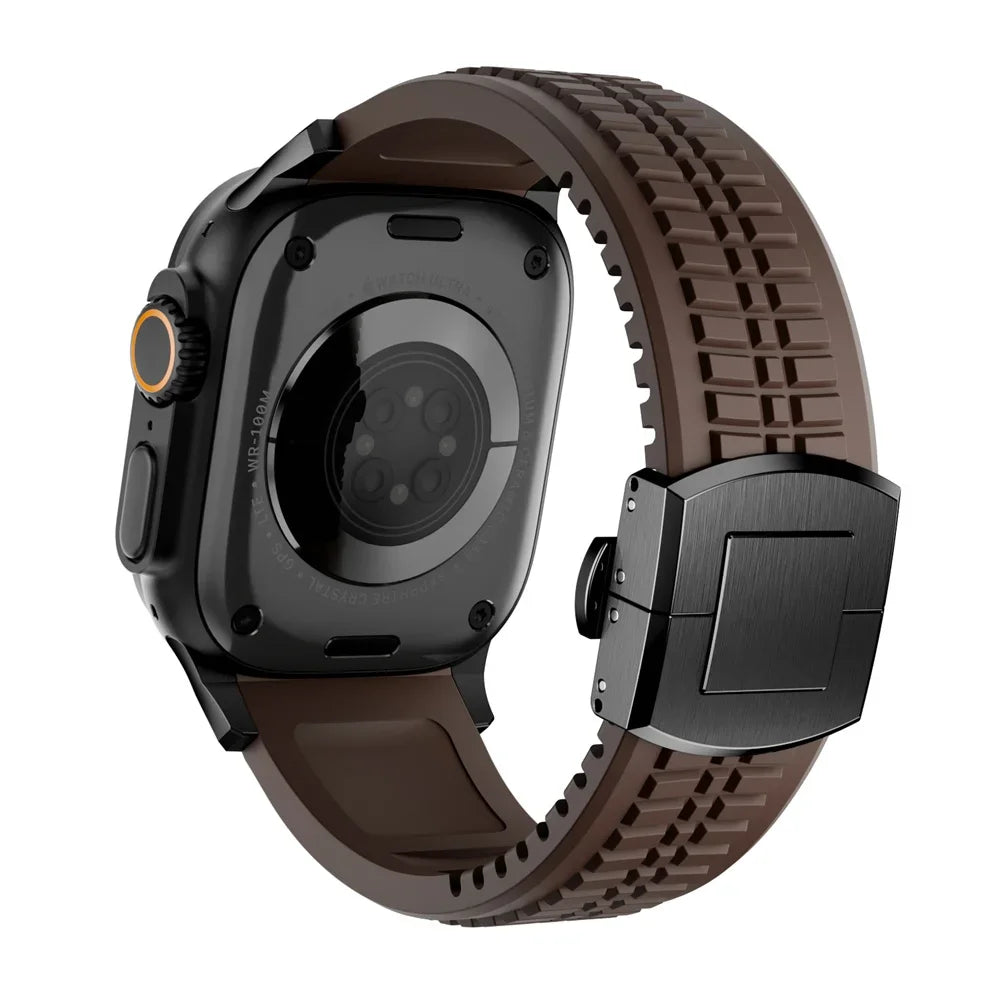 Soft Silicone Apple Watch Band with Elegant Butterfly Clasp