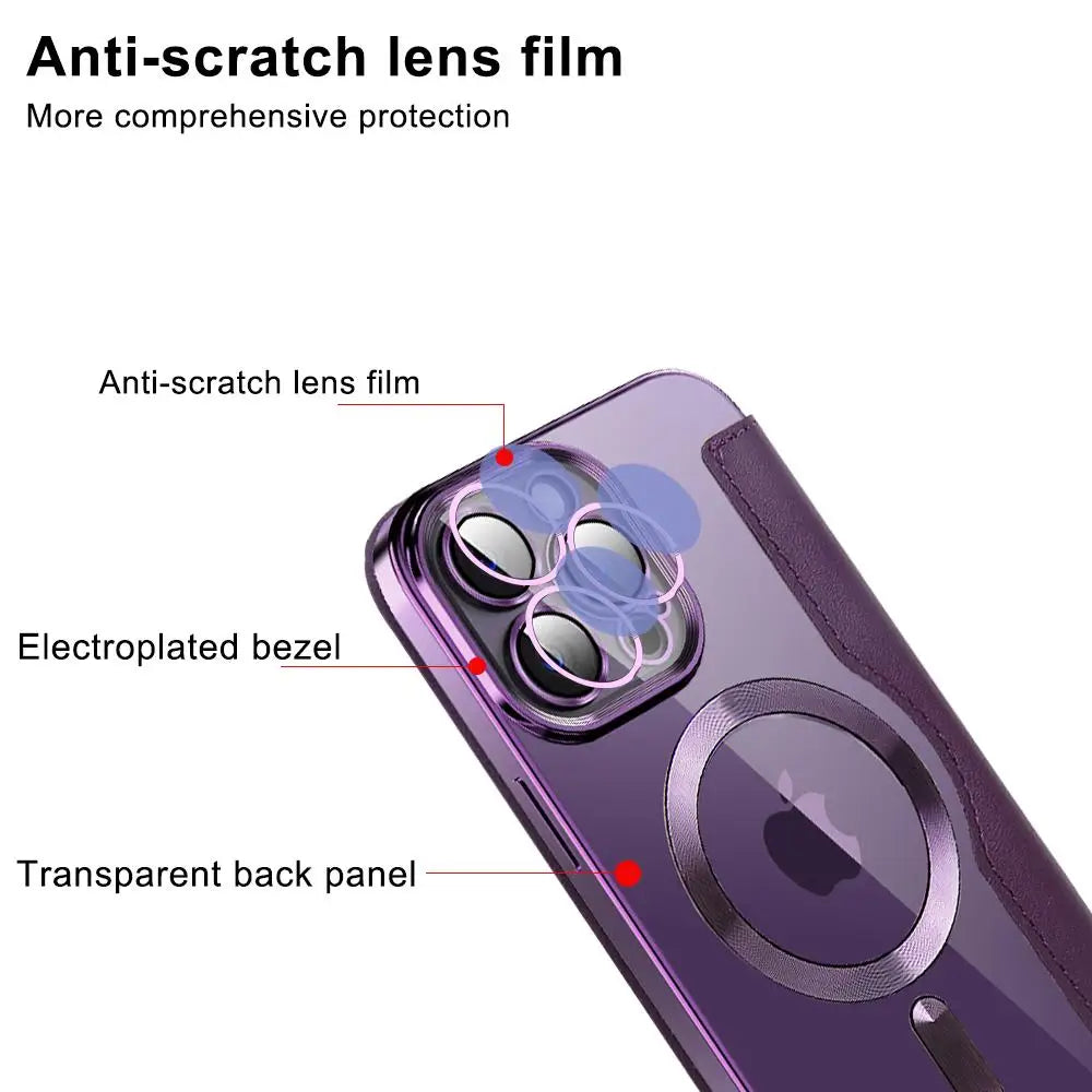 Protective Flip Magnetic Leather Case for iPhone 16e