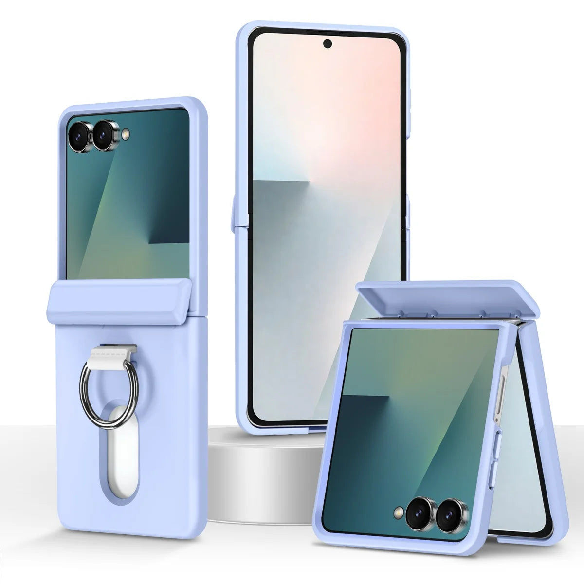 2-Card Wallet Flip Case with Rotating Finger Ring for Samsung Galaxy Z Flip 8