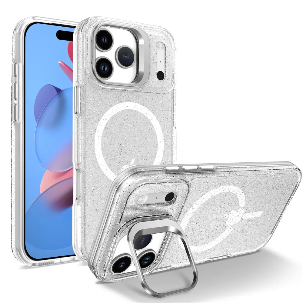iPhone 17 Series Glamorous Glitter MagSafe Case with Lens Stand
