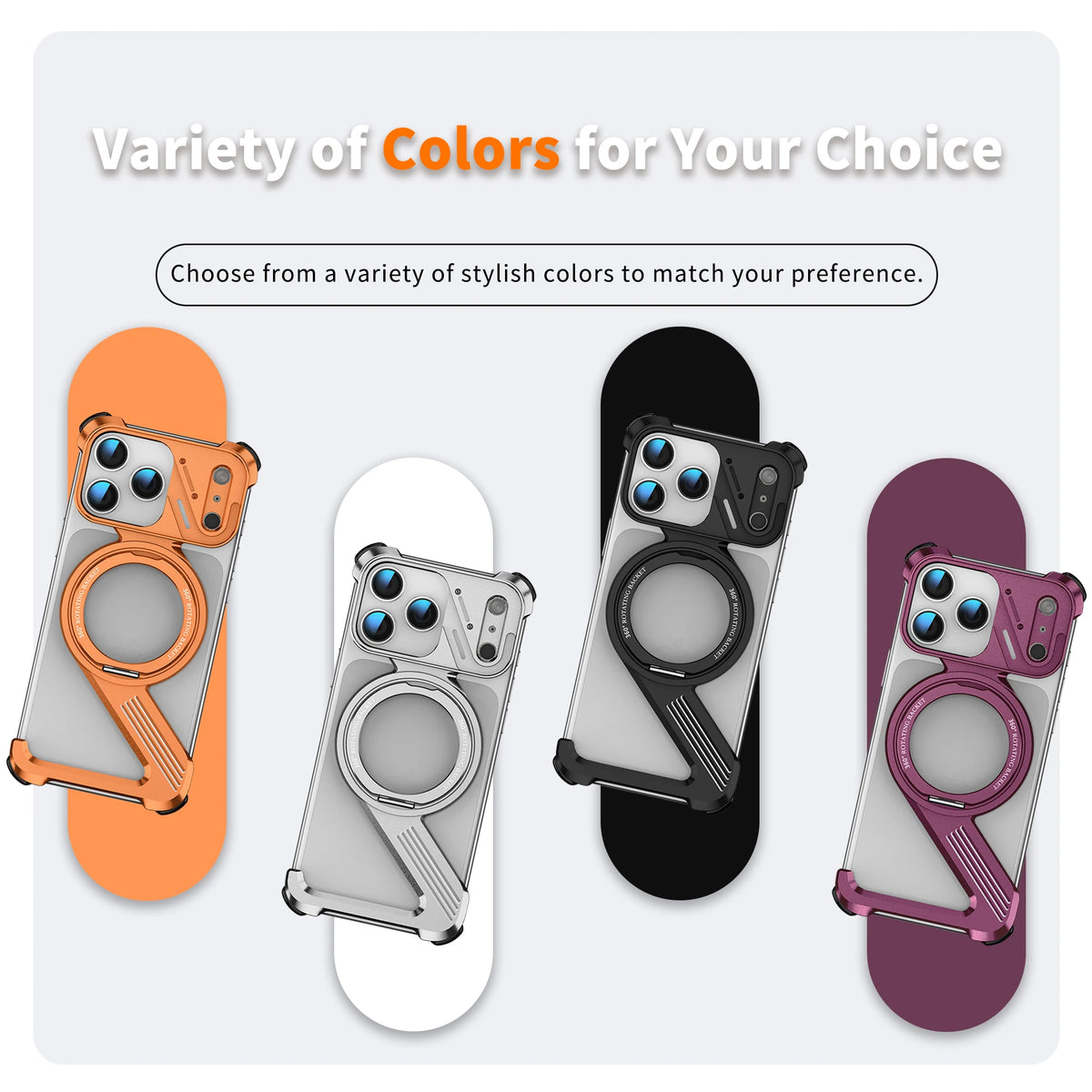 Shockproof Frameless MagSafe Case with 360° Rotating Grip Ring Stand for iPhone 18 Series