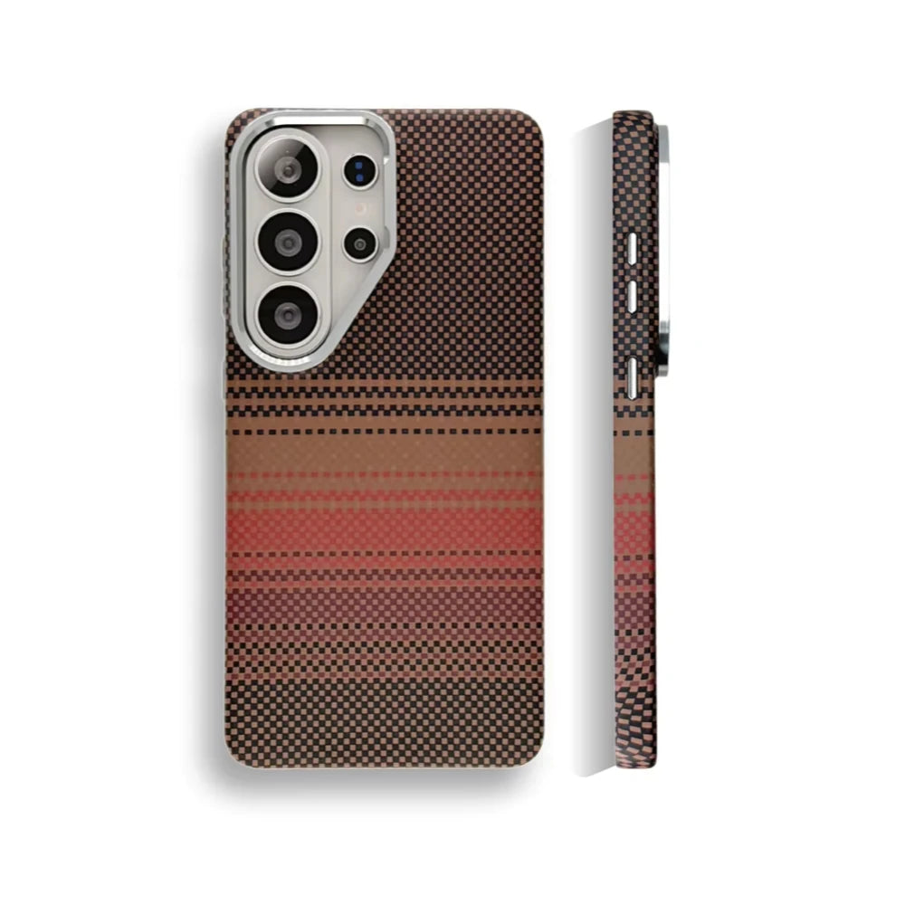 Carbon Fiber Magnetic Case with Metal Lens Cover for Samsung Galaxy S25 Ultra