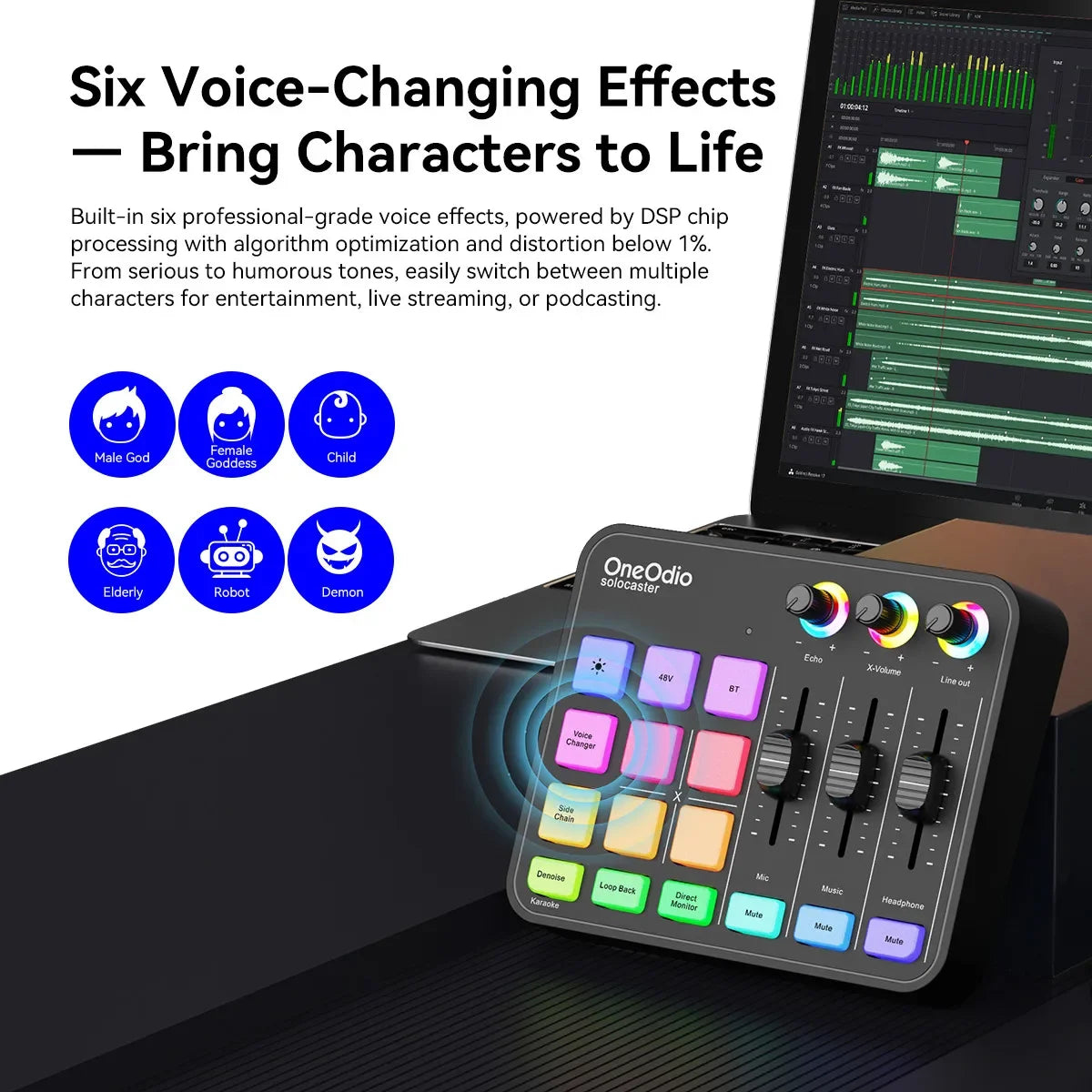 OneOdio Solocaster Gaming Audio Mixer