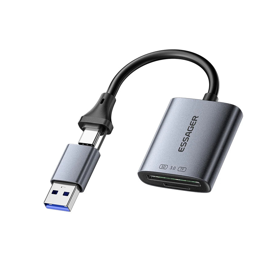 Essager 2-in-1 USB-A Type-C Card Reader