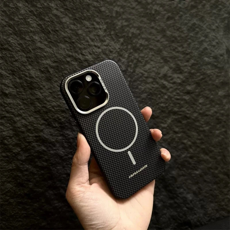 Carbon Fiber Texture Hard PC MagSafe Case for iPhone 15 Series