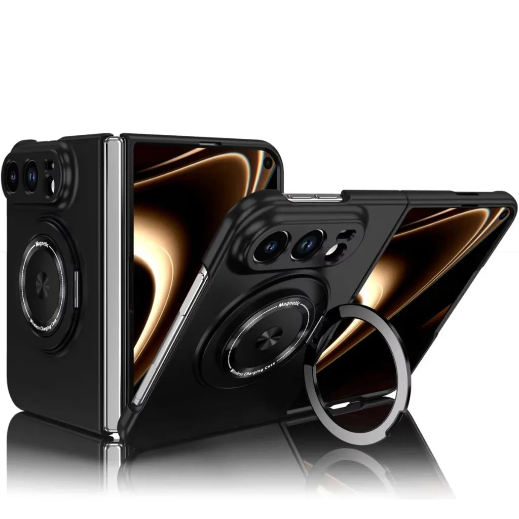 MagSafe Hinge Protection Case with 360° Rotatable Ring Kickstand for iPhone Duo