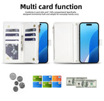Embossed Leather Crossbody Wallet Case with Zipper Card Slot for iPhone 17 Series