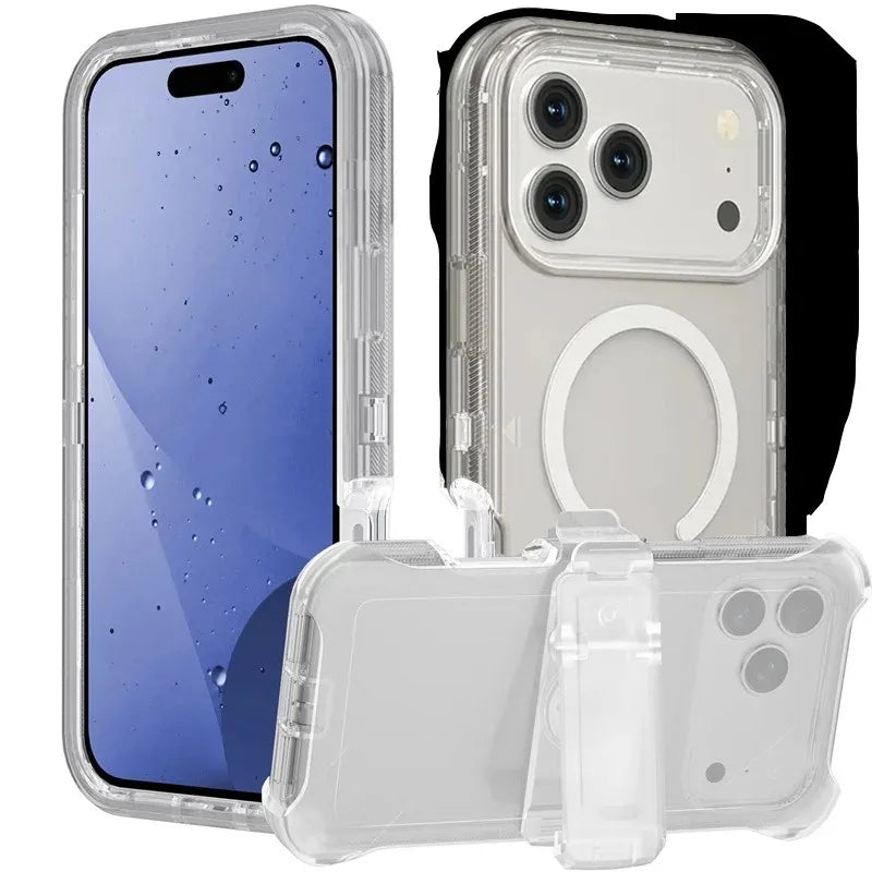 Heavy Duty Clear Protective MagSafe Case with Belt Clip for iPhone 17 Series
