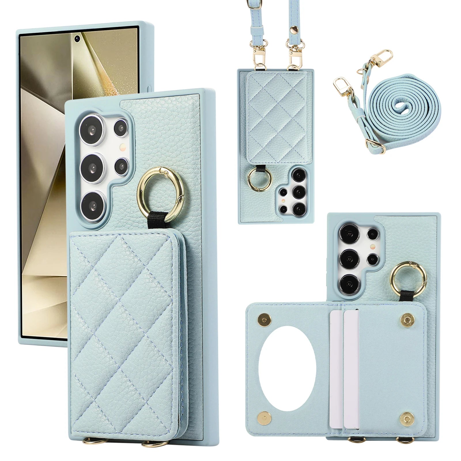 Plaid Pattern Leather Crossbody Wallet Case for Samsung Galaxy S25 Series