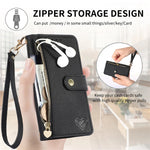 RFID Blocking Leather Zipper Wallet Phone Case with Wrist Strap for iPhone 17 Series