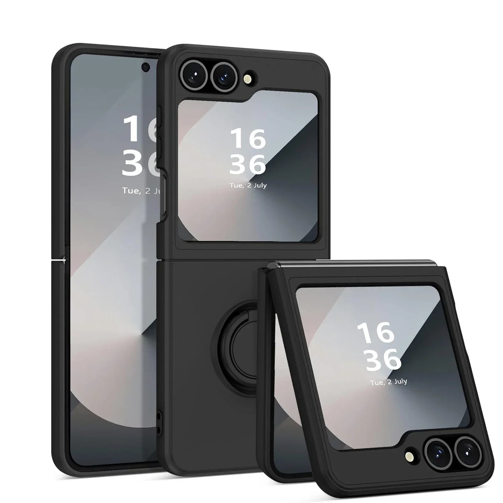 Liquid Silicone Phone Case with Ring Holder & Grip Stand for Samsung Galaxy Z Flip 6