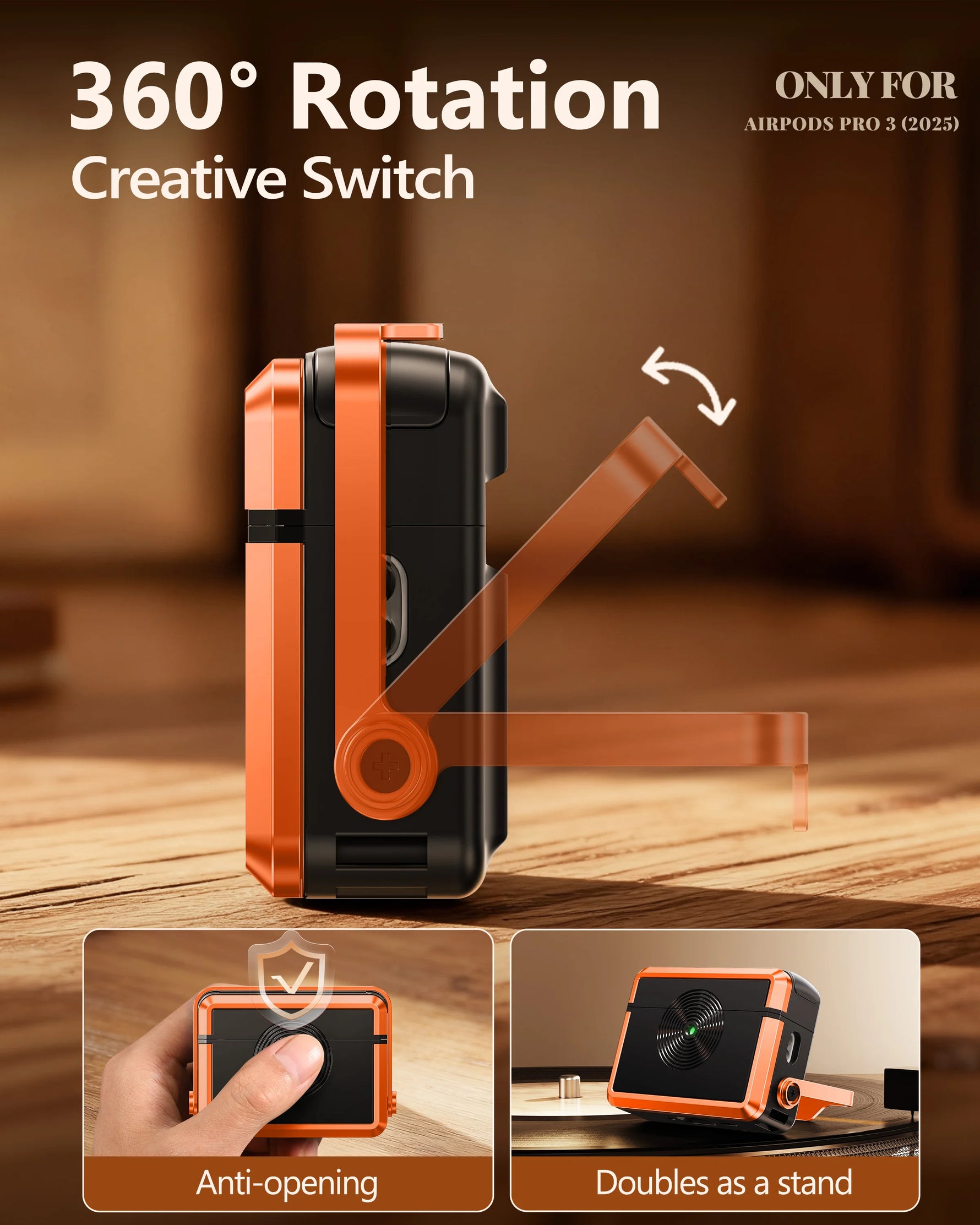 Unique Turntable-Style Protective Case for AirPods Pro 3