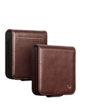 Genuine Calf Cowhide Leather Case with Card Pocket for Samsung Galaxy Z Flip 8