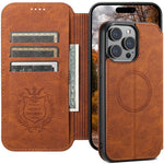 Flip Leather Wallet Case with MagSafe & Card Holder for iPhone 16 Series