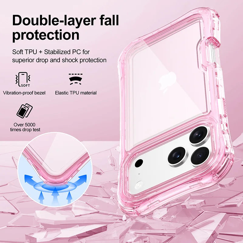 Drop-Resistant Clear Armor Case with Four-Corner Airbags for iPhone 17 Series