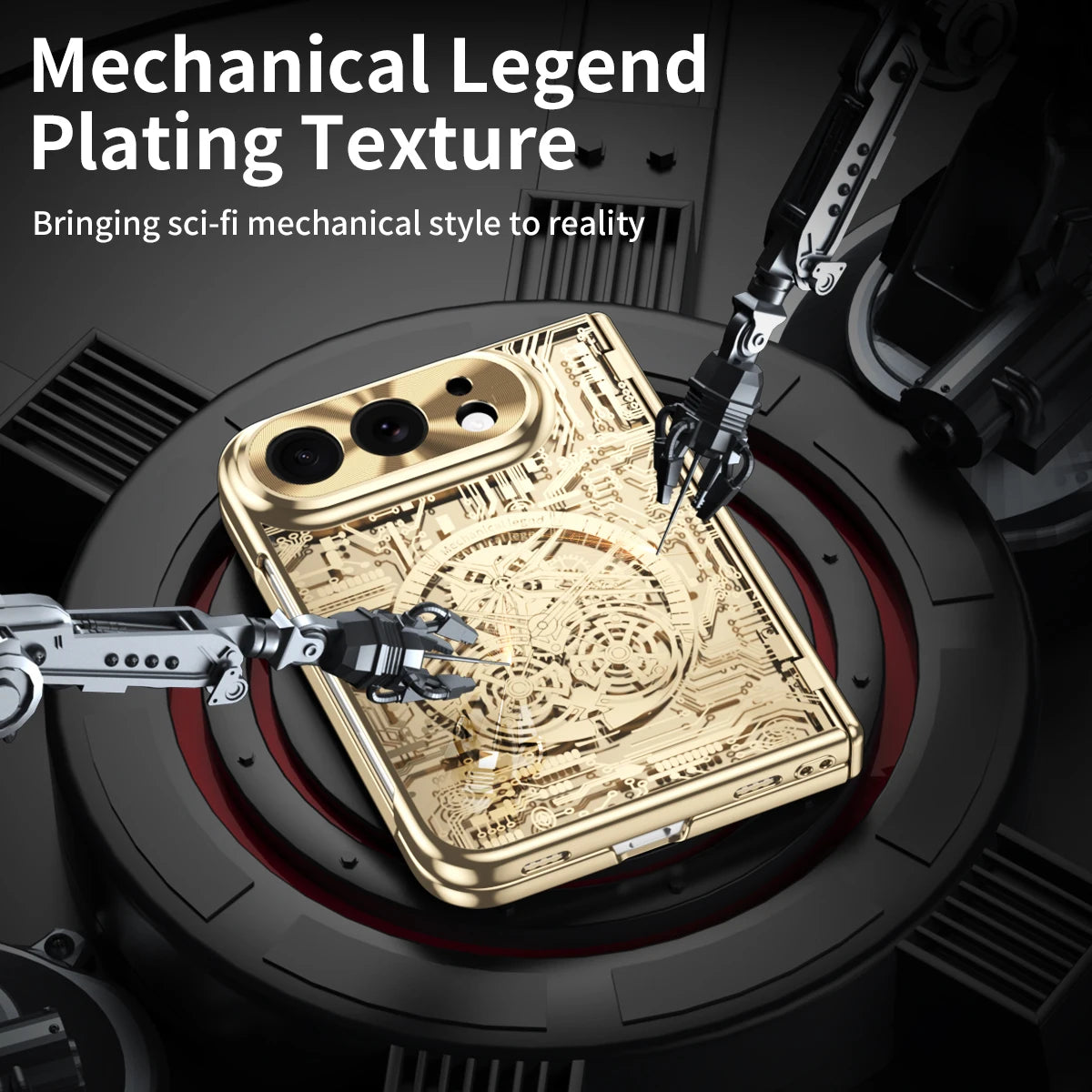 Gold-Tone Hinge Protection Case with Raised Camera Ring for iPhone Duo