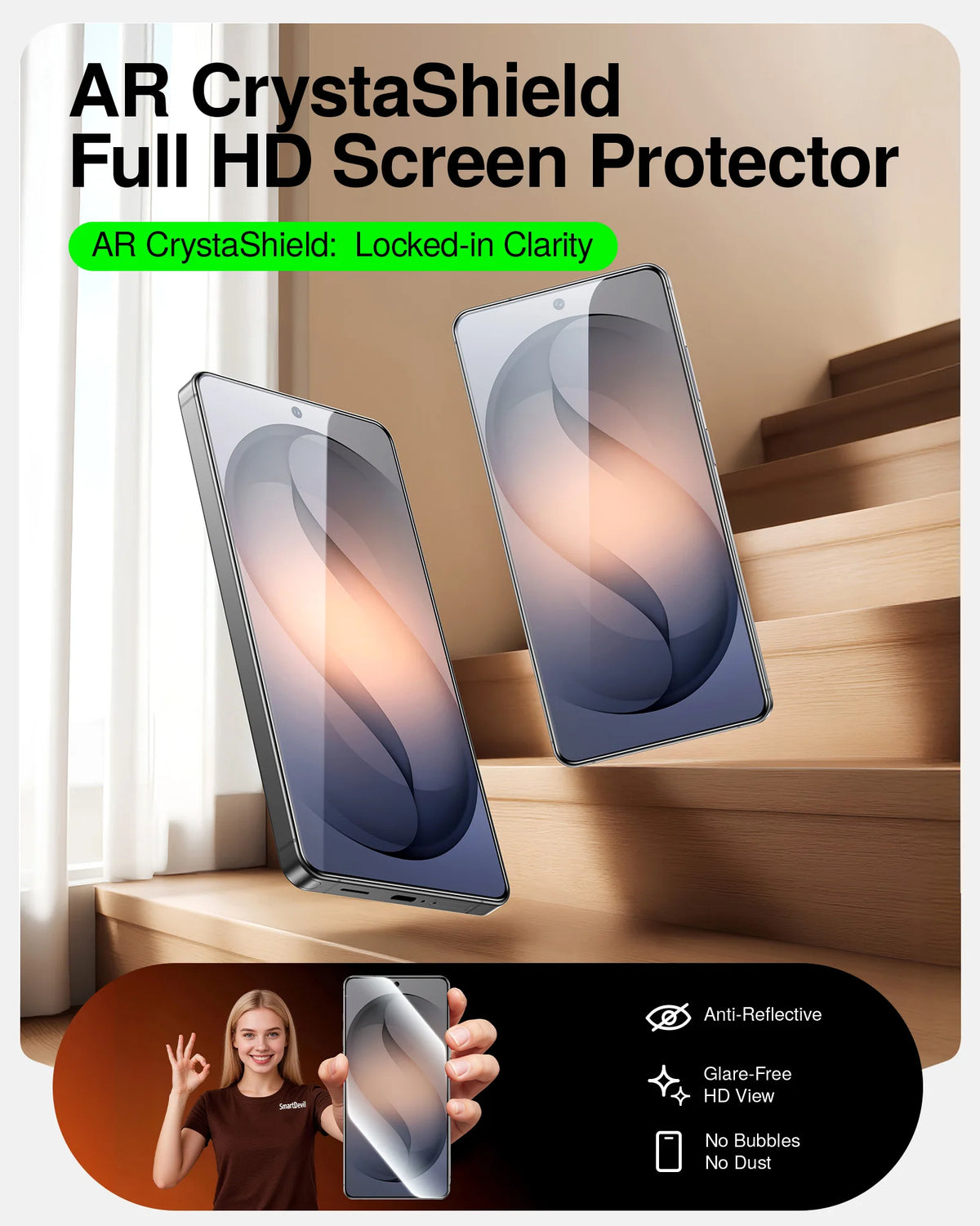 2-Pack Anti-Reflective Tempered Glass Screen Protector for Samsung Galaxy S26 Series