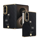 Luxury Business Velvet Leather Case with Wrist Strap for Samsung Galaxy Z Fold 8