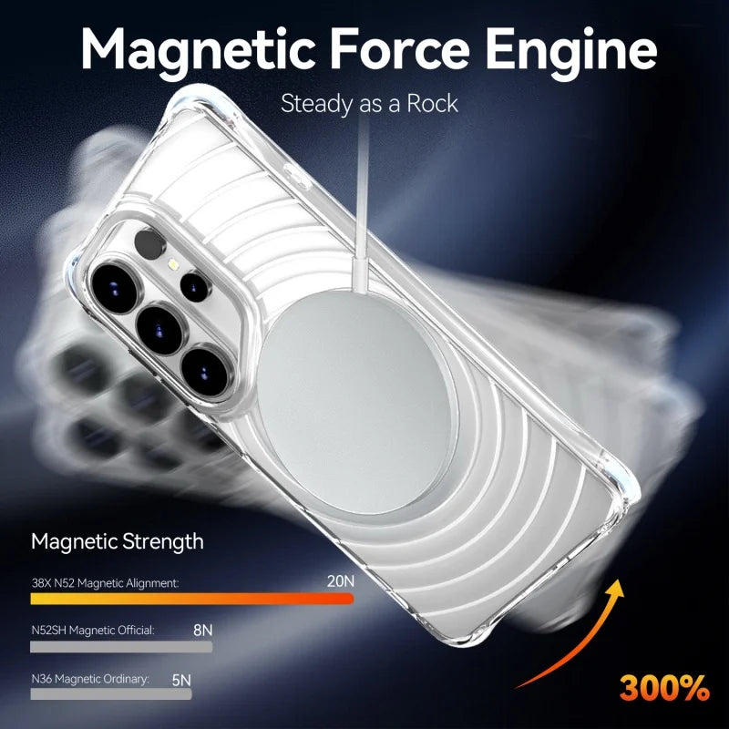 Transparent Magnetic Case with Four-Corner Airbag Protection for Samsung Galaxy S25 Series