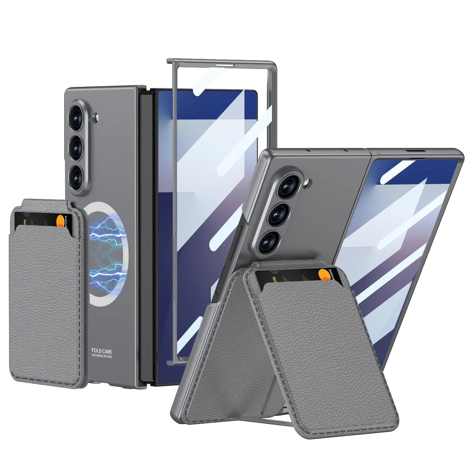 Samsung Galaxy Z Fold7 Magnetic Phone Case with Detachable Card Holder & Tempered Glass