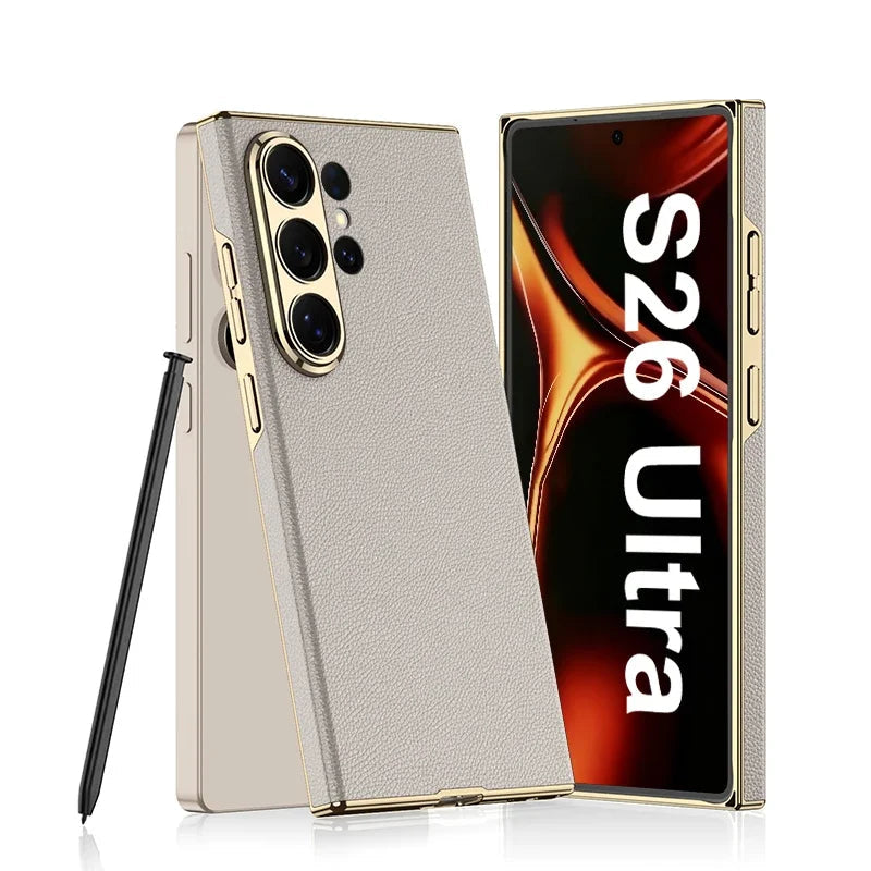 Luxury Matte Leather Case for Samsung Galaxy S26 Ultra