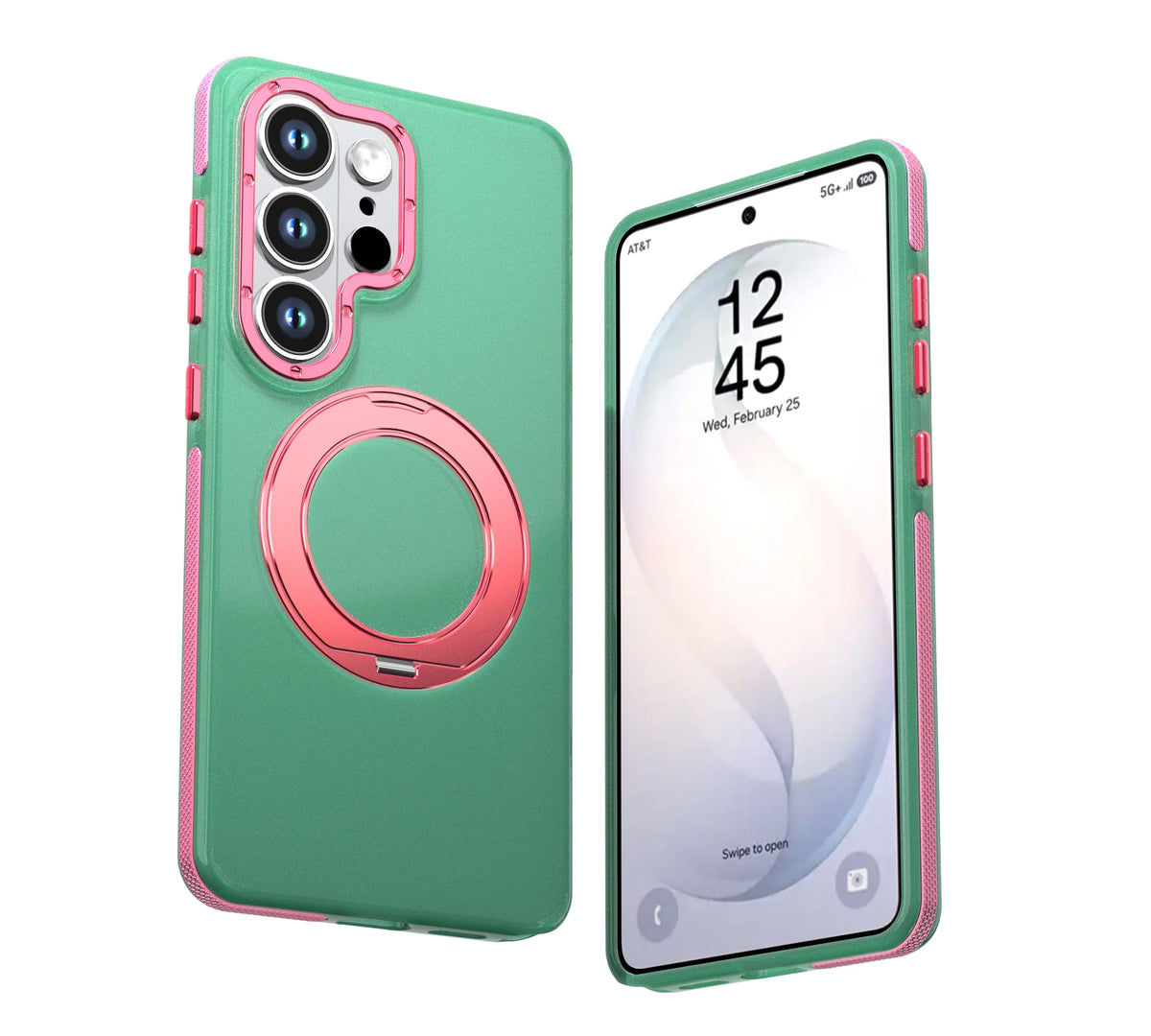 Shockproof Micro-Matte Case with 360° Rotating Ring Stand for Samsung Galaxy S25 Series