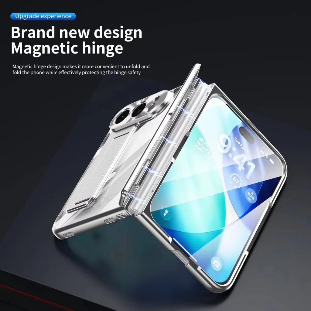 Clear Hinge Protection Case with Integrated Stylus Slot for iPhone Duo