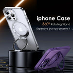 Premium Matte MagSafe Case with 360° Rotating Ring Holder for iPhone 15 Series