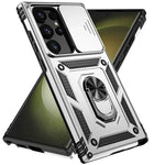 Military Grade Slide Camera Lens Armor Case with Ring Stand for Samsung Galaxy S25 Series