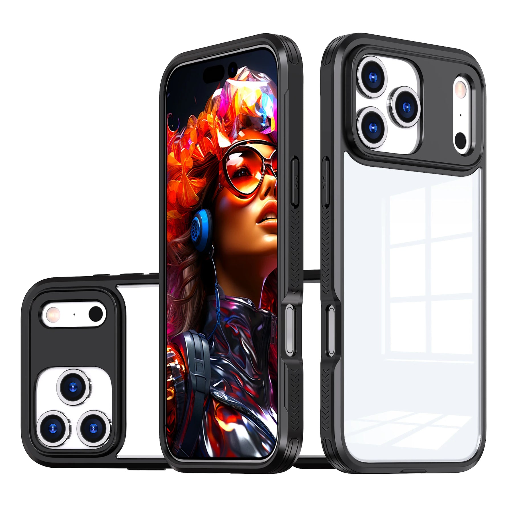 Hybrid Hard PC + TPU Transparent Shockproof Case for iPhone 17 Series