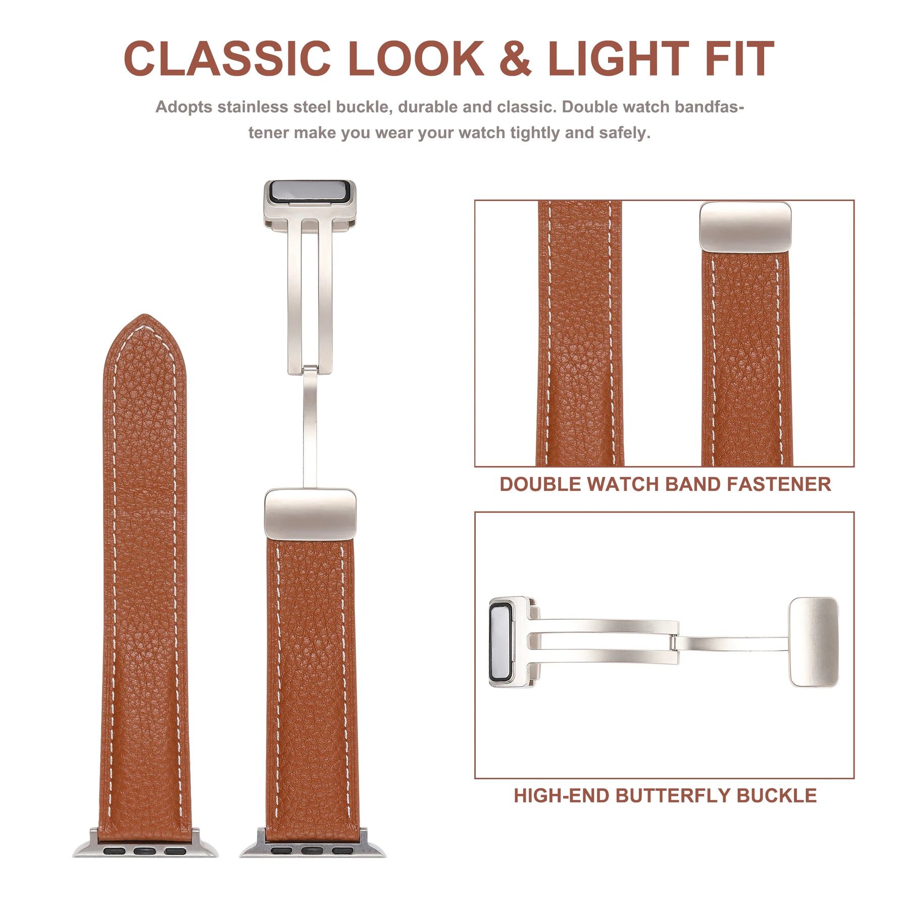 Premium Leather Bracelet Strap for Apple Watch